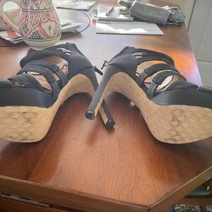 Betsey Johnson Eunice black satin heels